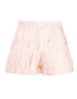 feather-embellished shorts