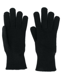 chunky knit logo patch gloves