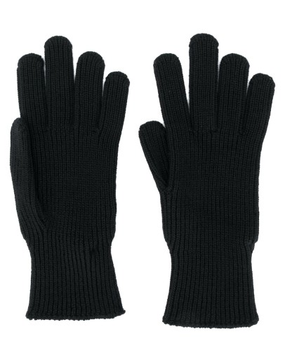 chunky knit logo patch gloves