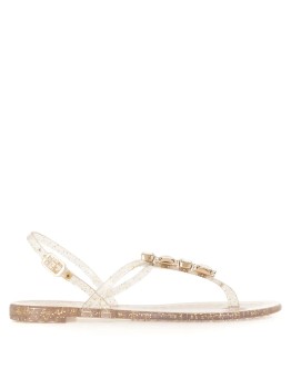 crystal embellished jelly sandals