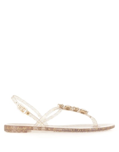 crystal embellished jelly sandals
