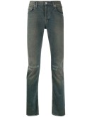 slogan print straight leg jeans