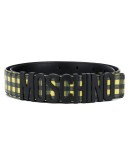 logo-buckle check belt