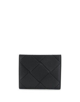 woven detail leather cardholder