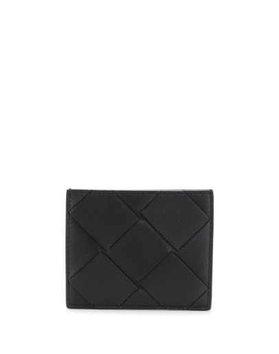 woven detail leather cardholder