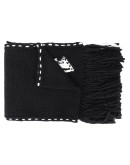 skull knit frayed edge scarf