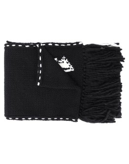 skull knit frayed edge scarf