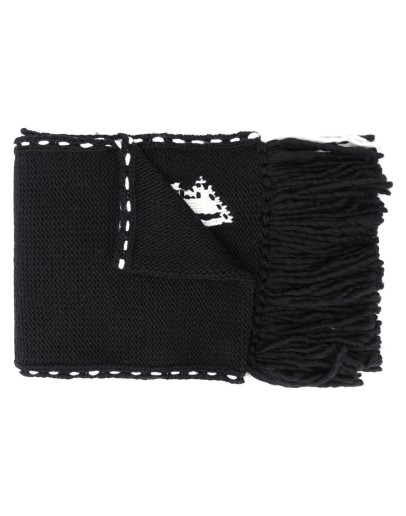 skull knit frayed edge scarf