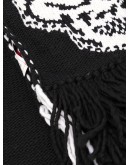 skull knit frayed edge scarf