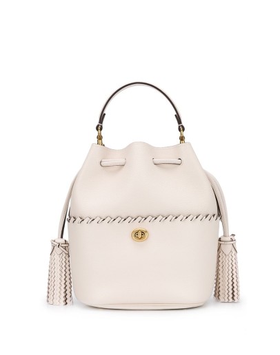whipstitched trim bucket bag