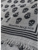 Skull houndstooth print fringed scarf