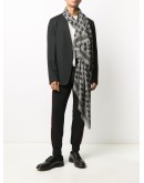 Skull houndstooth print fringed scarf