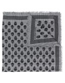 Skull houndstooth print fringed scarf