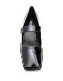 square-toe patent ballerina shoes