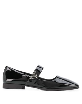 square-toe patent ballerina shoes