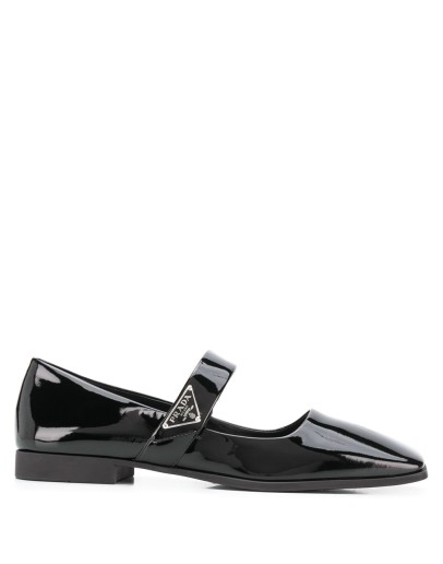 square-toe patent ballerina shoes