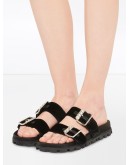 crystal-embellished velvet slides