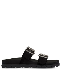 crystal-embellished velvet slides
