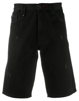 hexagon logo denim shorts 