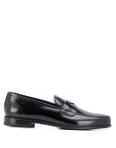 logo-plaque leather loafers