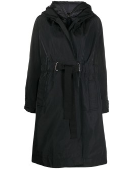 belted hooded coat
