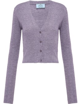 knitted button-front cardigan