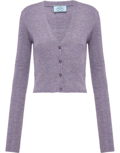 knitted button-front cardigan