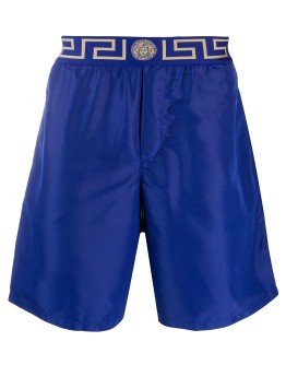 Greca Border knee-length swim shorts