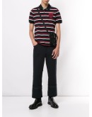 short sleeve striped print polo shirt