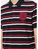 short sleeve striped print polo shirt