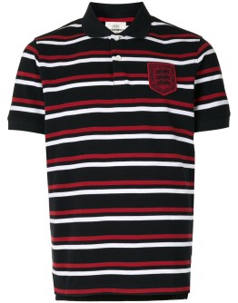 short sleeve striped print polo shirt