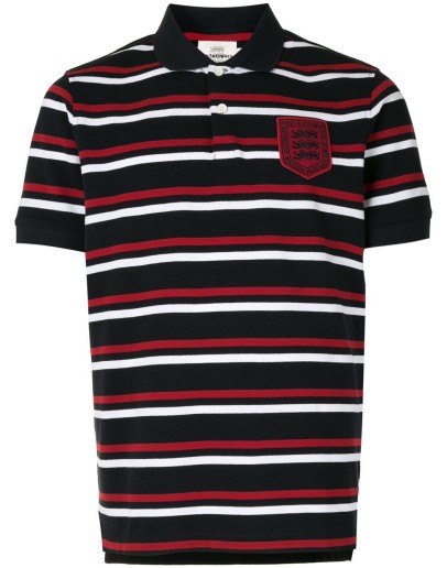 short sleeve striped print polo shirt