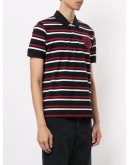 short sleeve striped print polo shirt