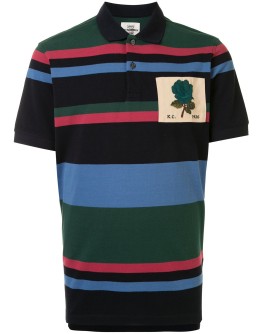 flower-patch cotton polo shirt