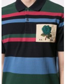flower-patch cotton polo shirt
