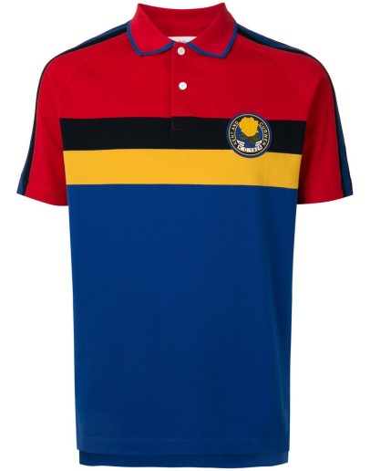 panelled cotton polo shirt