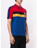 panelled cotton polo shirt