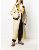 patch-embellished oversized trench coat