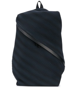 pleated diagonal zip backpack