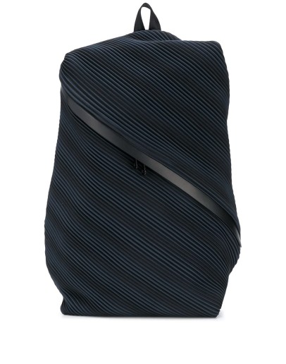 pleated diagonal zip backpack