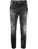 ripped detailing cropped jeans