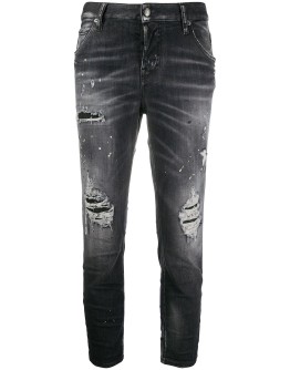 ripped detailing cropped jeans