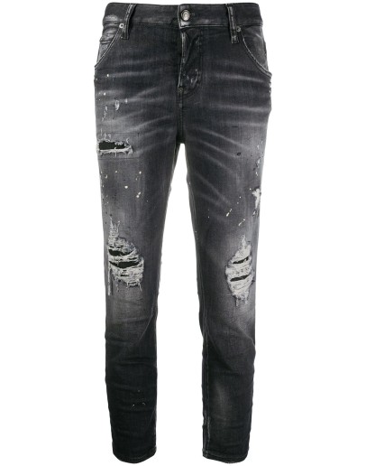 ripped detailing cropped jeans