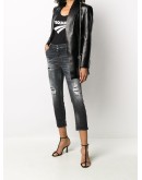 ripped detailing cropped jeans