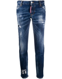 logo print slim-fit jeans