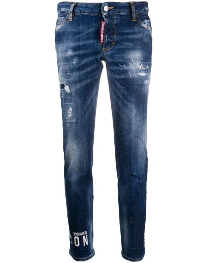 logo print slim-fit jeans