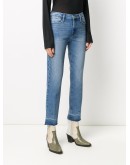 high-rise raw-edge jeans