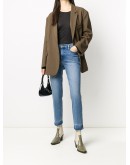 high-rise raw-edge jeans