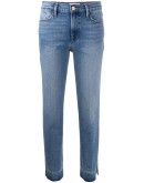 high-rise raw-edge jeans