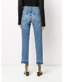 high-rise raw-edge jeans